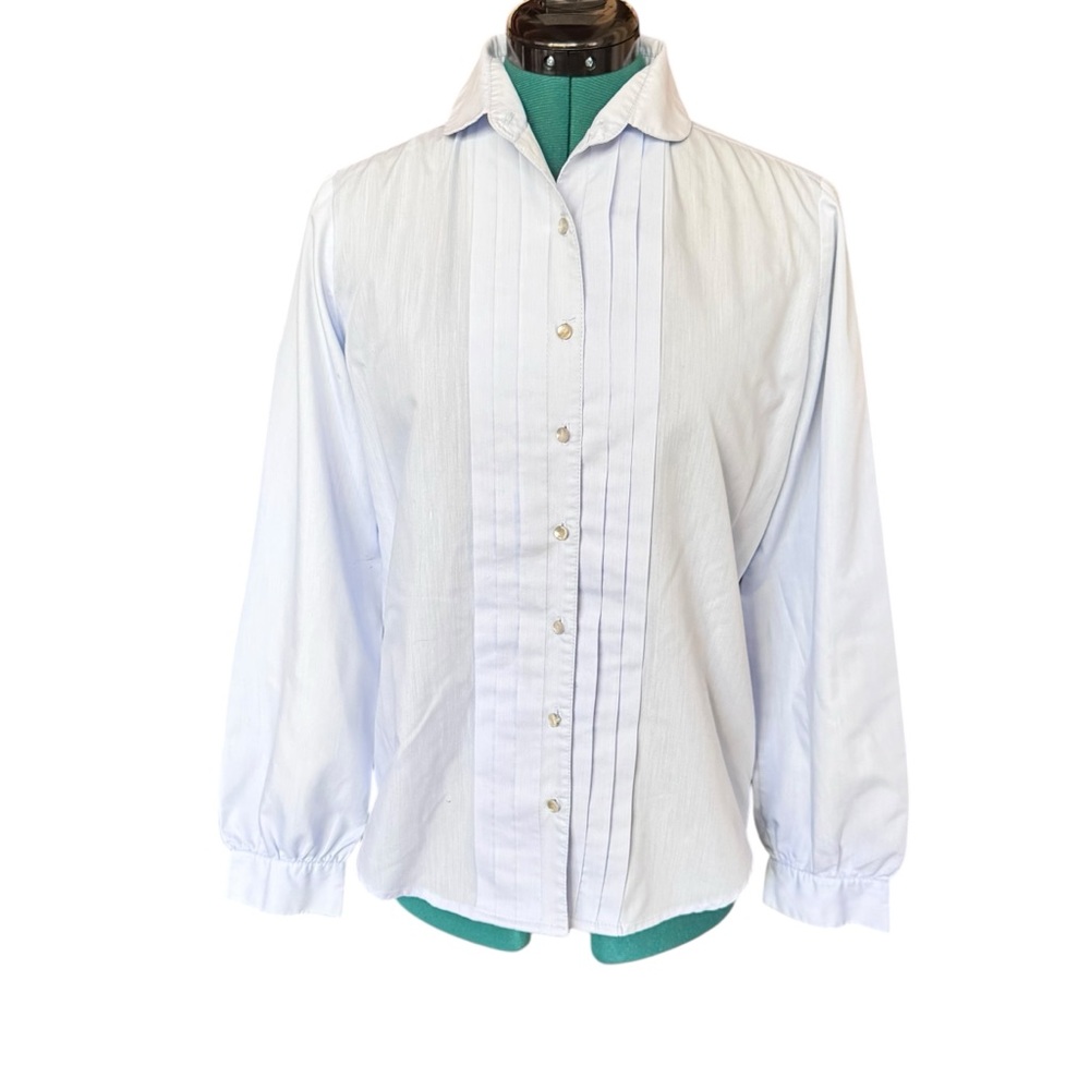 Vintage Blue Pleated Blouse